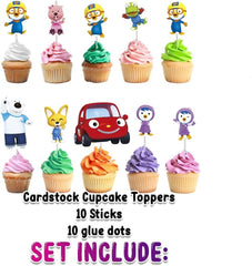 "Pororo's Party Picks" - Pororo the Little Penguin Cupcake Toppers - Set of 10