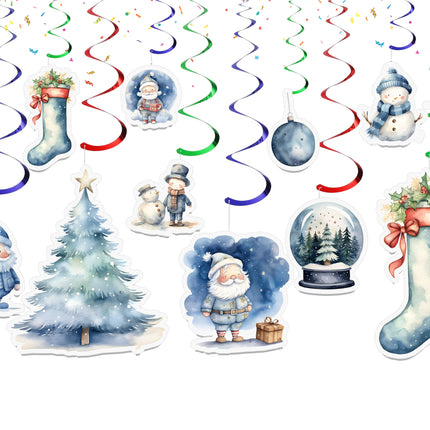 Christmas Blue-Themed Hanging Streamers - 10 Pcs | Winter Wonderland Decorations