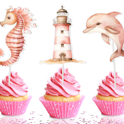 Pink Sailor Cupcake Toppers
