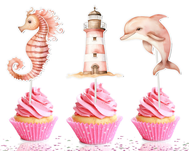 Pink Sailor Cupcake Toppers