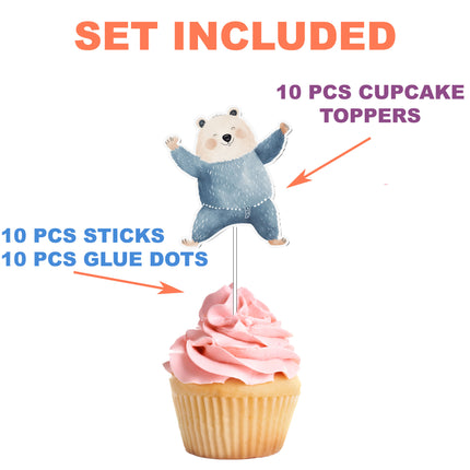 Blue Circus Cupcake Toppers - 10pcs Set - Fun Circus Theme Party Decorations