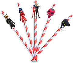 Miraculous Ladybug Themed Straws - Pack of 10, Perfect for Superhero Parties and Events!