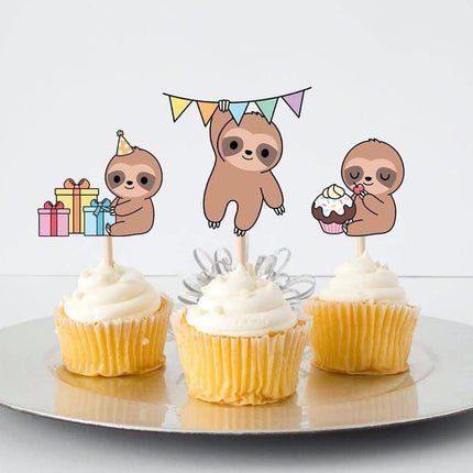 Sloth Party Cupcake Toppers - Set of 10 - Sweet Celebrations Collection
