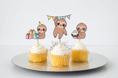 Sloth Party Cupcake Toppers - Set of 10 - Sweet Celebrations Collection