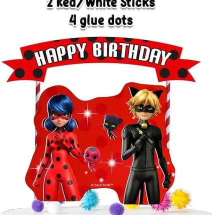 Miraculous Ladybug Cardstock Cake Topper - Add a Heroic Touch to Your Celebration Cakes!