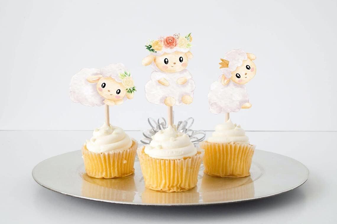 Heavenly Flock of Lamb Cupcake Toppers - Adorable Angel Sheep Cake Decorations (Set of 10)