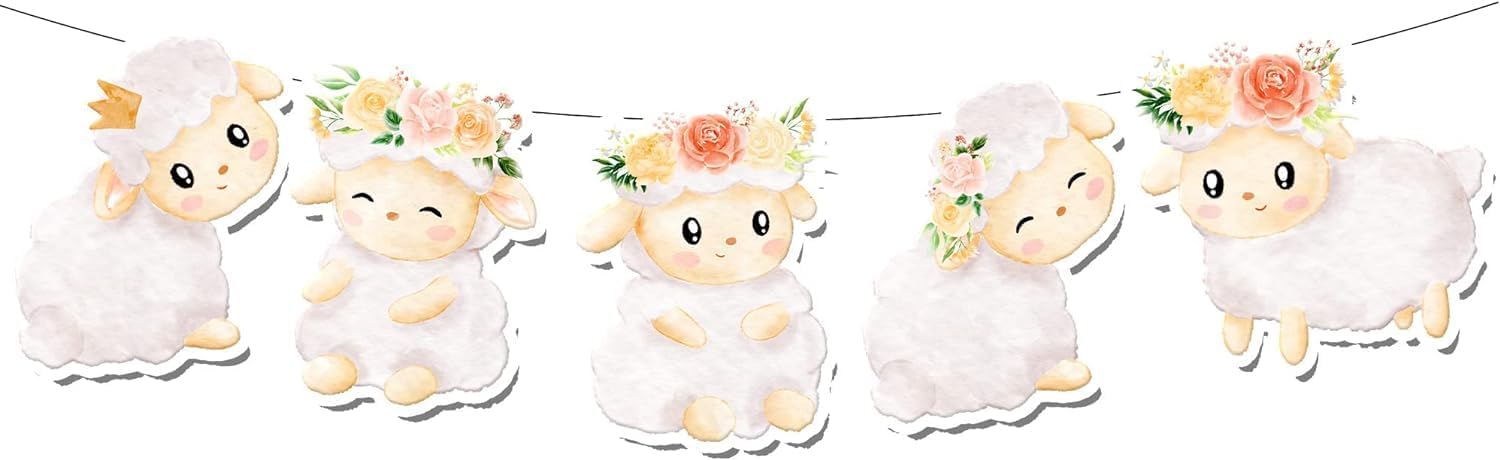 Floral Sheep Garland - Whimsical Sheep Banner for Nursery Decor and Celebrations