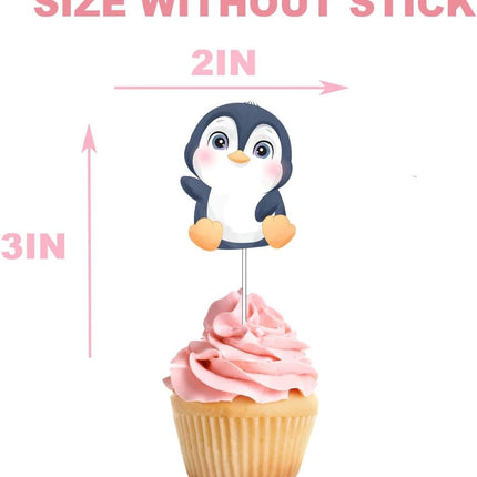 Adorable Penguin Cupcake Toppers - Set of 10 - Delightful Party Accessory for Winter Celebrations and Themed Events
