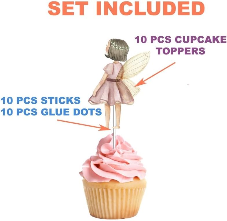 Enchanted Fairy Cupcake Toppers - Set of 10 Magical Decorations for Whimsical Parties