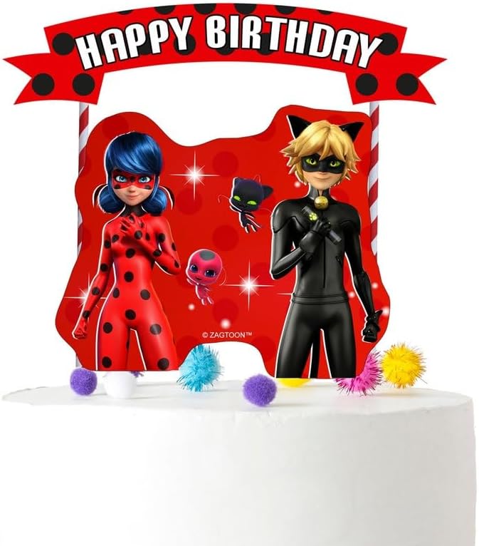 Miraculous Ladybug Cardstock Cake Topper - Add a Heroic Touch to Your Celebration Cakes!