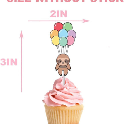 Sloth Party Cupcake Toppers - Set of 10 - Sweet Celebrations Collection