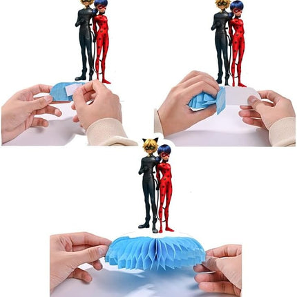 5 Pcs Miraculous Ladybug Honeycomb Centerpieces - Perfect Table Decor for Superhero Themed Parties!