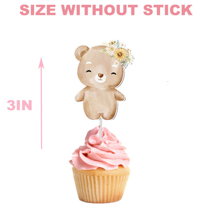 Honey Bear Cupcake Toppers - 10pcs Set - Adorable Woodland Party Decorations