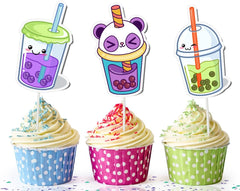 Bubbly Boba Tea Cupcake Toppers - Sweet Sips Collection