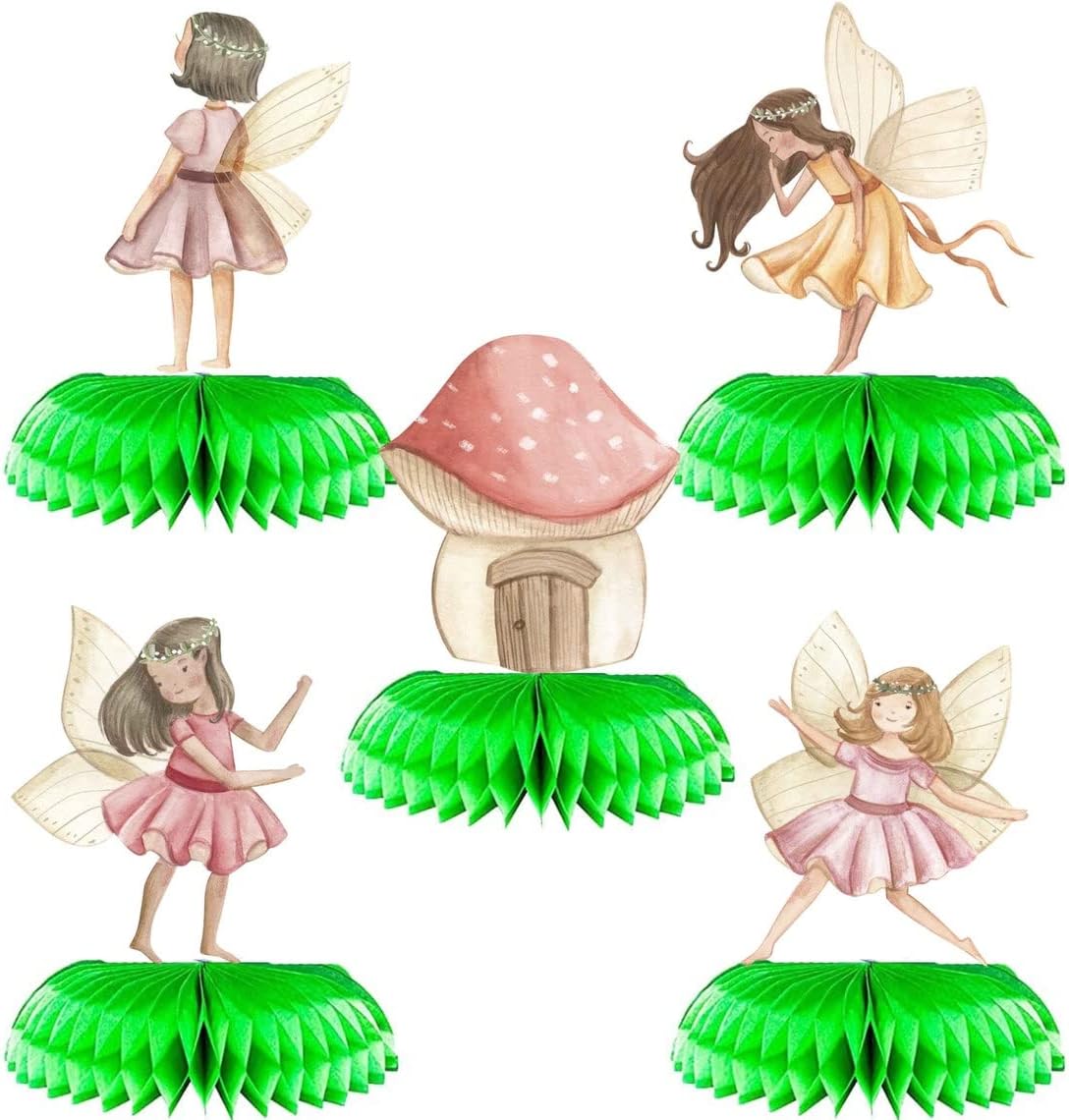 Enchanted Forest Fairy Honeycomb Centerpieces - Set of 5 Magical Table Decorations