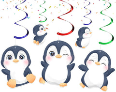 🐧 Chilly Penguin Ceiling Streamers - Set of 10 Whimsical Party Decorations