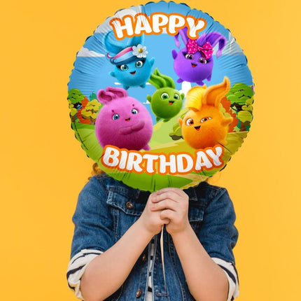 Sunny Bunnies Happy Birthday Foil Balloon - Vibrant Party Decor