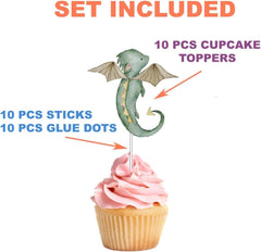 Mystical Baby Dragon Cupcake Toppers - Set of 10