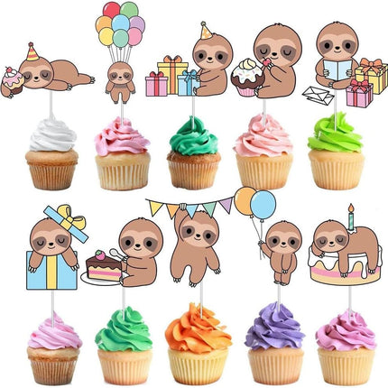 Sloth Party Cupcake Toppers - Set of 10 - Sweet Celebrations Collection