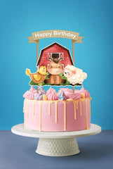 Farmyard Friends Birthday Cake Topper - Charming Farm Animals and Barn Design for Joyful Celebrations