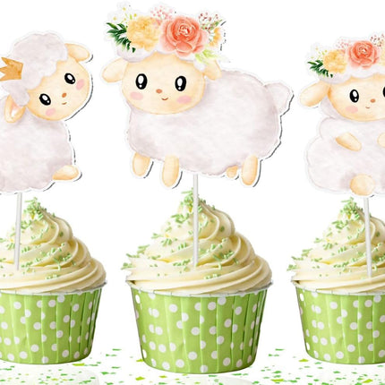 Heavenly Flock of Lamb Cupcake Toppers - Adorable Angel Sheep Cake Decorations (Set of 10)