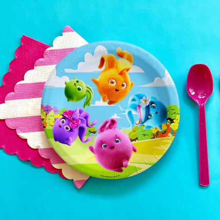 Cheerful Sunny Bunnies Party Plates - Pack of 10 - Vibrant Cartoon-Themed Tableware for Kids Parties