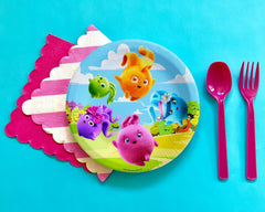 Cheerful Sunny Bunnies Party Plates - Pack of 10 - Vibrant Cartoon-Themed Tableware for Kids Parties