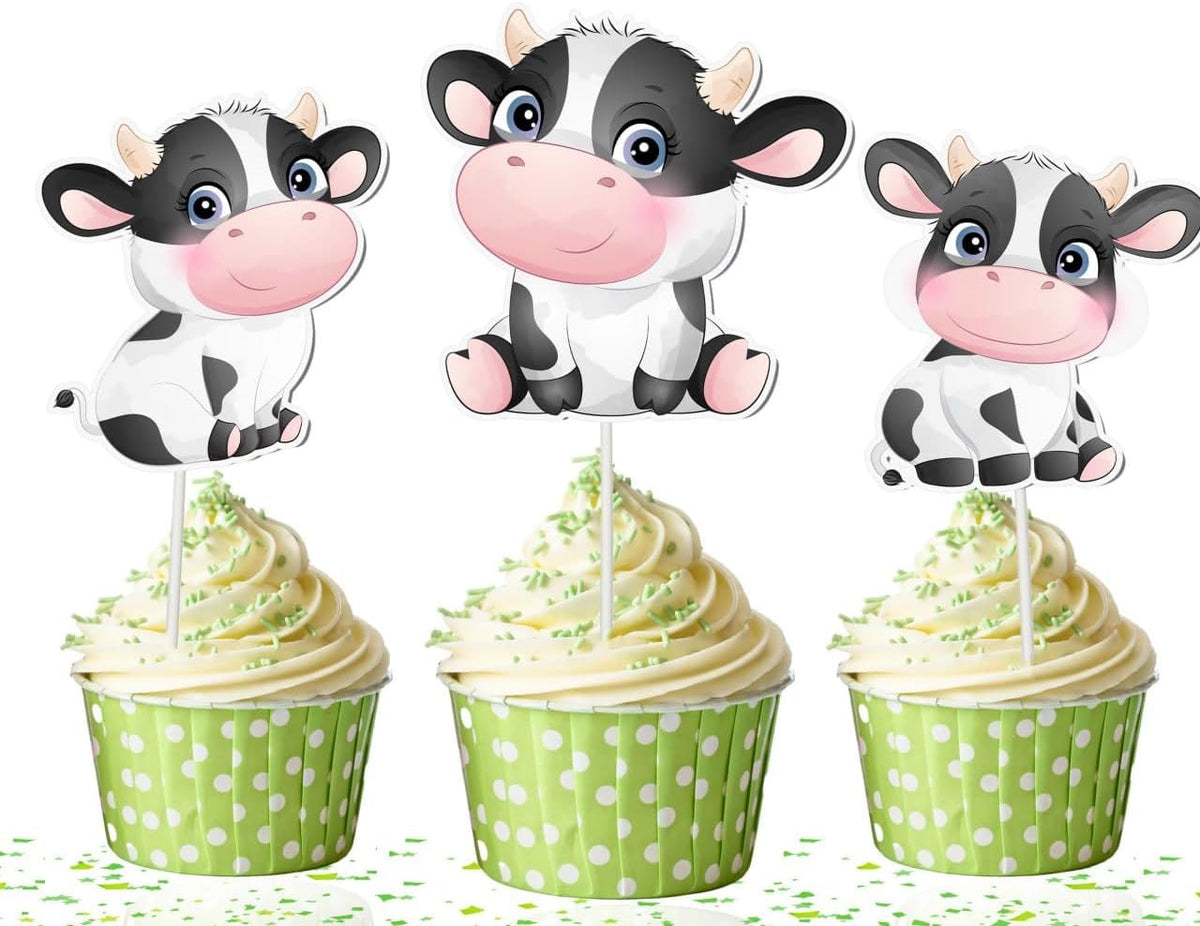 "Farmyard Fun" Cow Cupcake Toppers - Set of 10 - Pastoral Party Picks