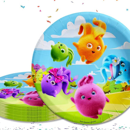Cheerful Sunny Bunnies Party Plates - Pack of 10 - Vibrant Cartoon-Themed Tableware for Kids Parties
