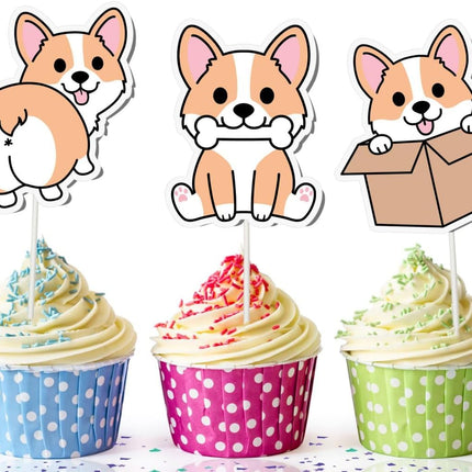Charming Corgi Cupcake Toppers - Set of 10 - Whimsical Dog Decor for Baking Enthusiasts and Party Planners