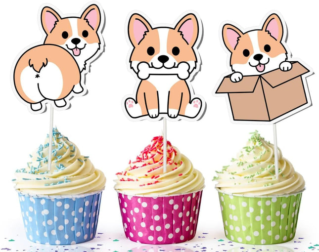 Charming Corgi Cupcake Toppers - Set of 10 - Whimsical Dog Decor for Baking Enthusiasts and Party Planners
