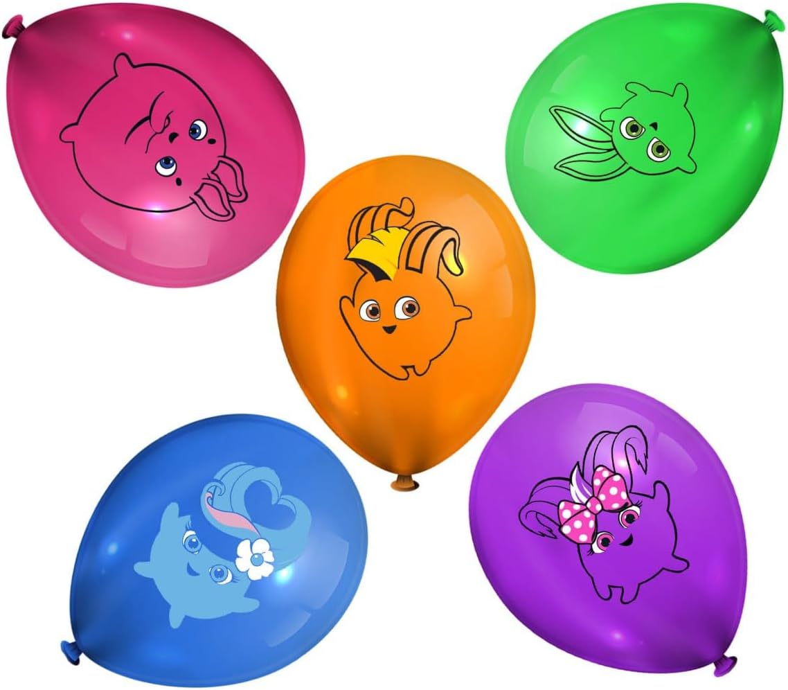 Vibrant Sunny Bunnies Latex Balloons - Pack of 5 - Playful Party Decorations