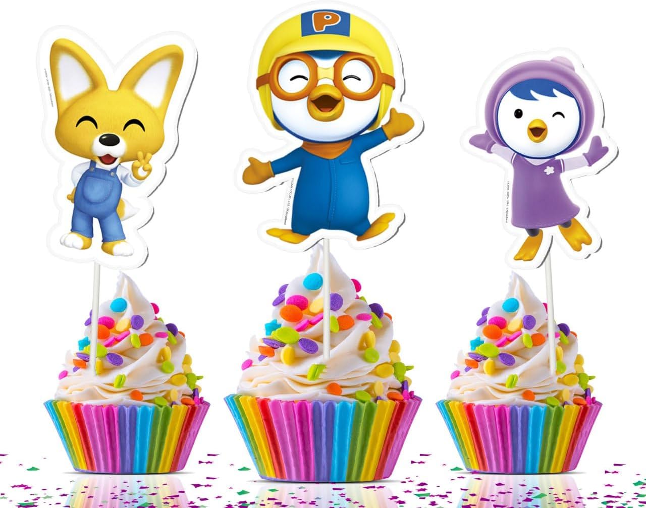 "Pororo's Party Picks" - Pororo the Little Penguin Cupcake Toppers - Set of 10