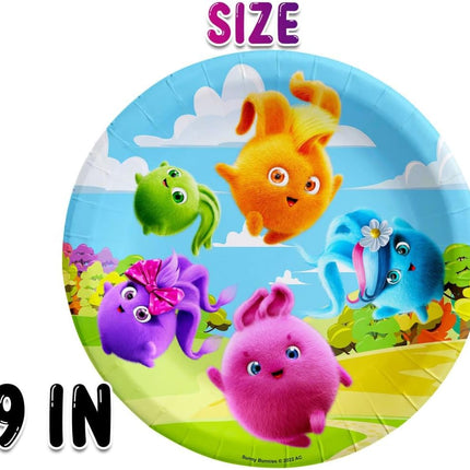 Cheerful Sunny Bunnies Party Plates - Pack of 10 - Vibrant Cartoon-Themed Tableware for Kids Parties