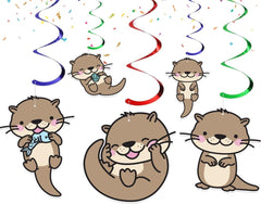 Charming Otter Ceiling Decoration Streamers - Set of 10 - Lively Otter-Themed Party Décor