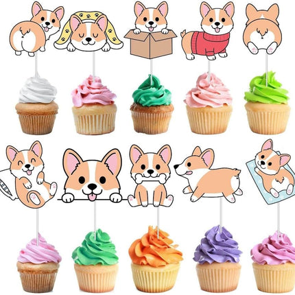 Charming Corgi Cupcake Toppers - Set of 10 - Whimsical Dog Decor for Baking Enthusiasts and Party Planners
