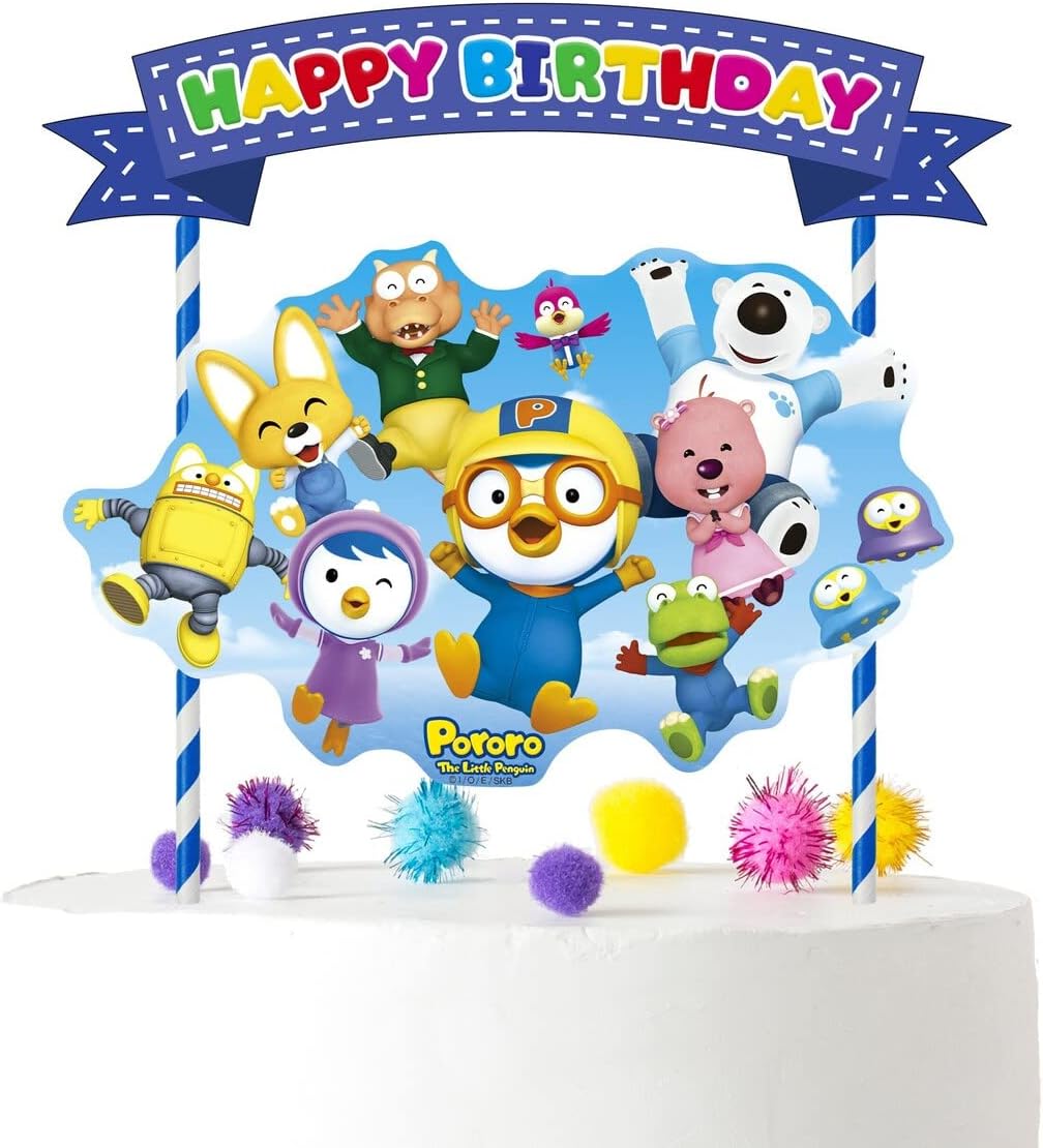 Pororo The Little Penguin Birthday Cake Topper - Vibrant Party Decoration