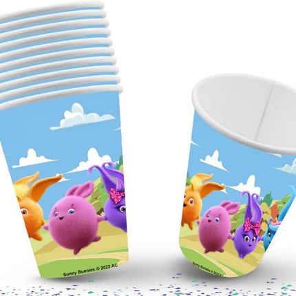 Joyful Sunny Bunnies Party Cups - Set of 10 - Colorful Drinkware for Children's Celebrations