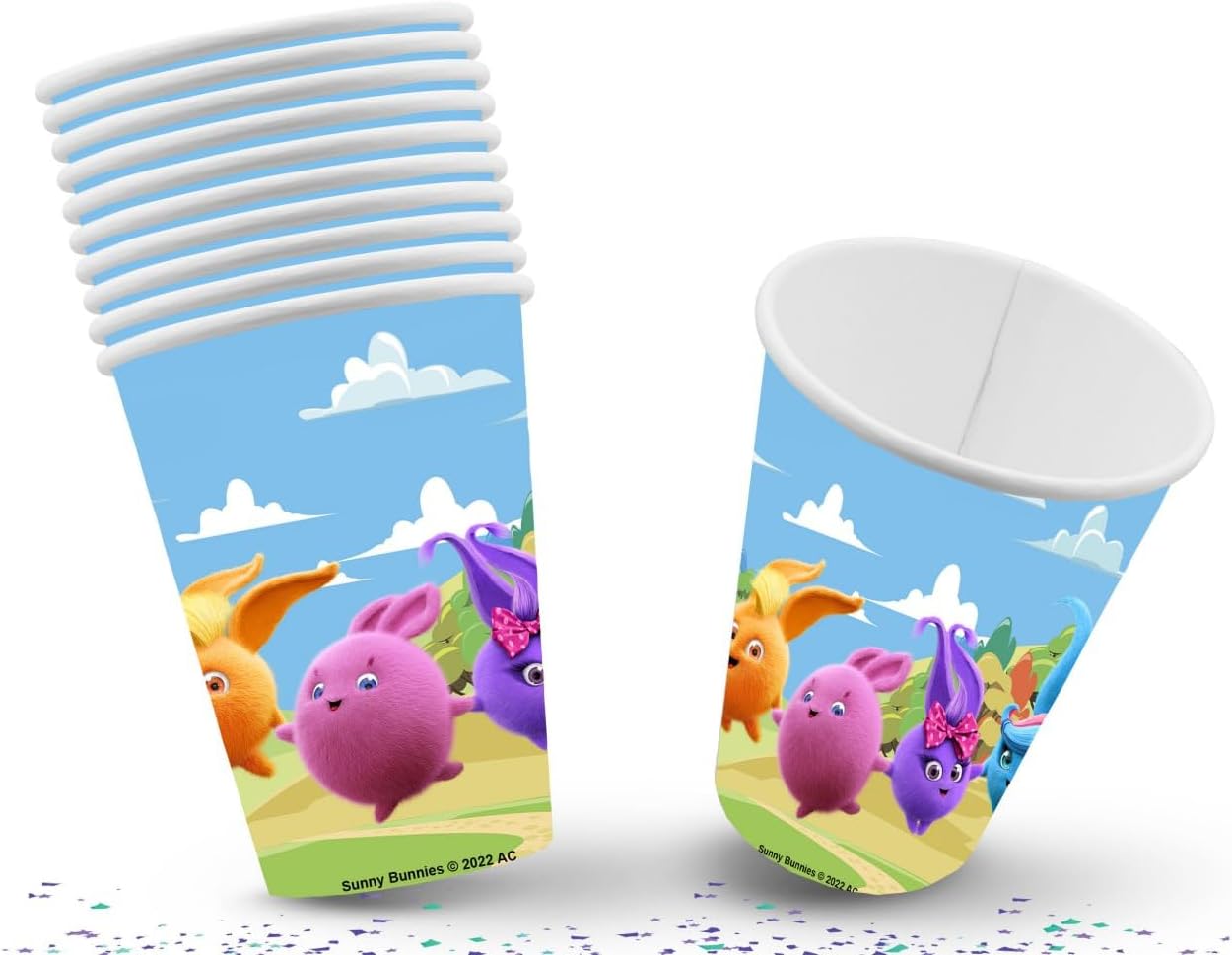 Joyful Sunny Bunnies Party Cups - Set of 10 - Colorful Drinkware for Children's Celebrations