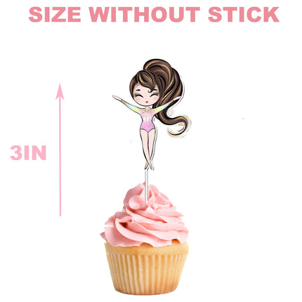 Gymnastic Girls Cupcake Toppers - 10pcs Set - Perfect for Gymnastics Theme Parties