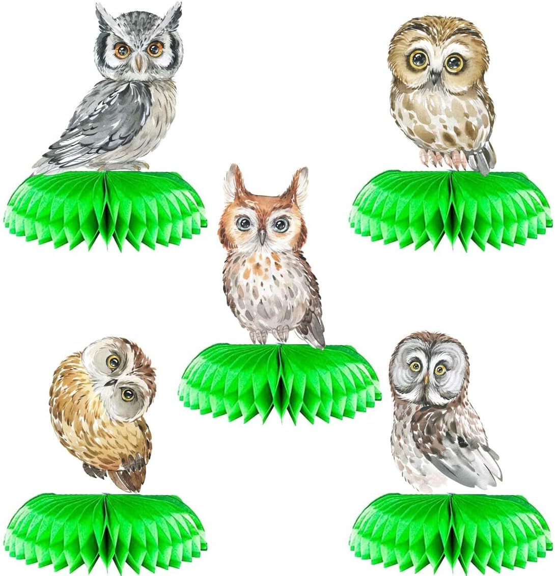 Enchanting Owl Table Centerpieces Honeycombs Set of 5 – Woodland Elegance for Your Events
