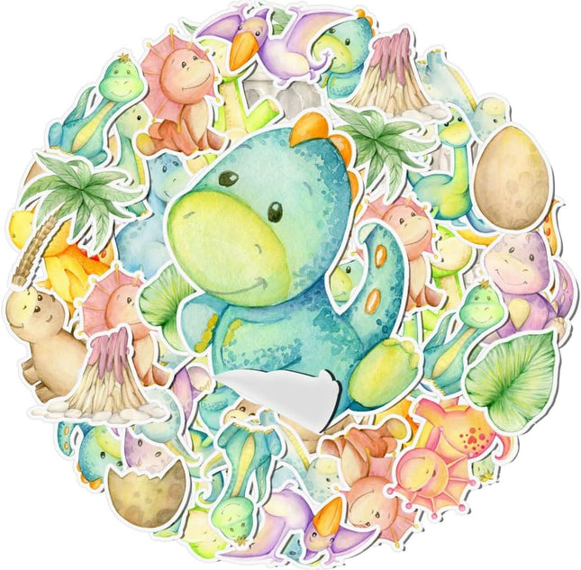 Jurassic Joy Baby Dinosaur Stickers Set - 20 Assorted Watercolor Decals for Kids & Nursery Decor