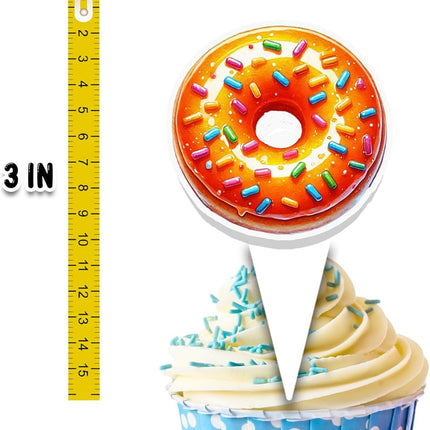 24 Pcs Vibrant Donut Cupcake Toppers - Colorful Dessert Decorations for Birthdays, Parties, and Celebrations