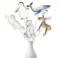 Arctic Wilderness Centerpiece Sticks - Set of 5 - Charming Polar Creatures for Winter Themed Events