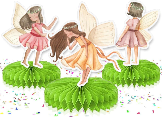 Enchanted Forest Fairy Honeycomb Centerpieces - Set of 5 Magical Table Decorations