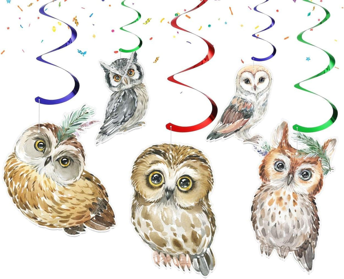 Enchanting Owl Ceiling Streamers - Set of 10, Whimsical Party Decorations for Owl Lovers