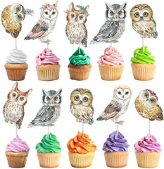 Enchanted Forest Owl Cupcake Toppers - Set of 10