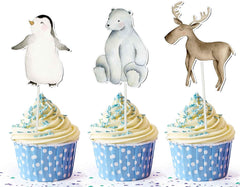 Arctic Wilderness Cupcake Toppers - Set of 10 - Majestic Northern Wildlife Cake Decorations