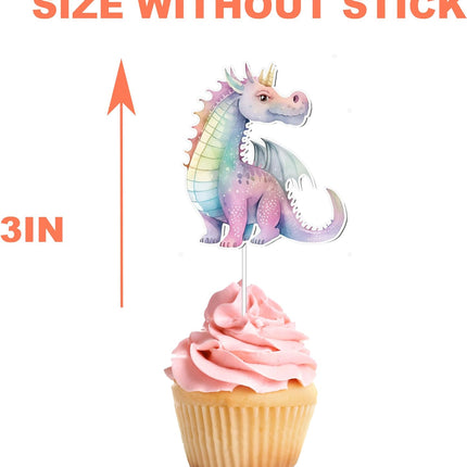 Enchanted Dragon and Castle Cupcake Toppers - Set of 10 - Magical Party Decor for Fantasy-Themed Events