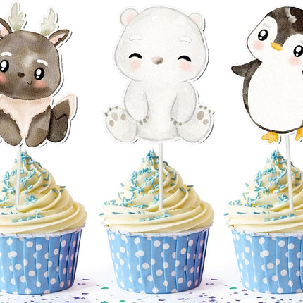 Arctic Wonders Cupcake Toppers - Set of 10 - Adorable Polar Wildlife Decorations for Desserts